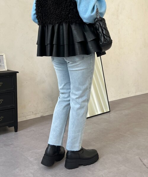 prose verse（プロズヴェール）の「【MOMO】裏微起毛ストレッチテーパードデニム（デニムパンツ・レディース・ブルー/サックスブルー・SHORT/LARGE/PL/PM/MEDIUM/SMALL）」の11枚目の写真