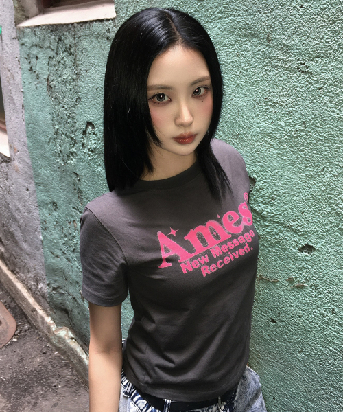 AMESWORLDWIDE(アメスワールドワイド)の「ROUND HEM CROP TEE CHARCOAL(Tシャツ/カットソー・レディース・その他・FREE)」の3枚目の写真