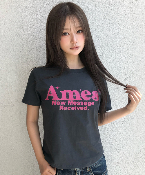 AMESWORLDWIDE(アメスワールドワイド)の「ROUND HEM CROP TEE CHARCOAL(Tシャツ/カットソー・レディース・その他・FREE)」の4枚目の写真