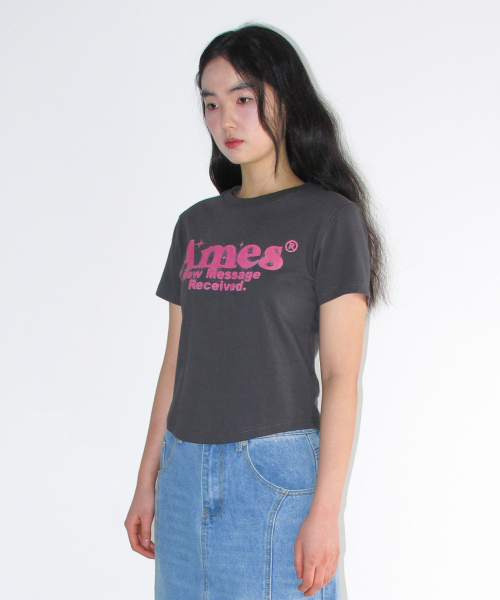 AMESWORLDWIDE(アメスワールドワイド)の「ROUND HEM CROP TEE CHARCOAL(Tシャツ/カットソー・レディース・その他・FREE)」の7枚目の写真