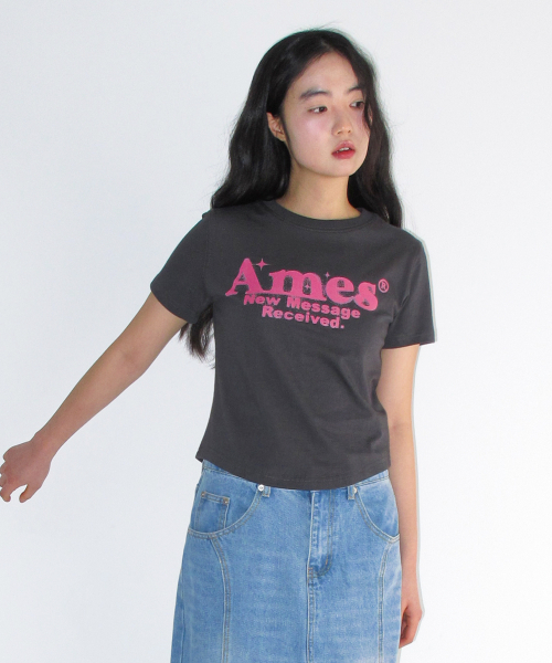AMESWORLDWIDE(アメスワールドワイド)の「ROUND HEM CROP TEE CHARCOAL(Tシャツ/カットソー・レディース・その他・FREE)」の8枚目の写真