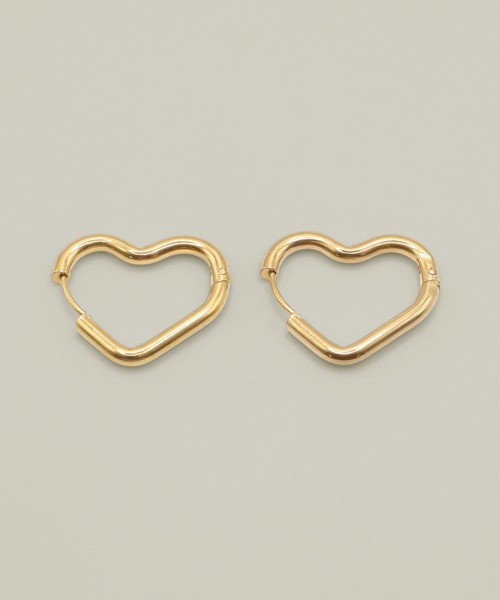 VATSURICA(バツリカ)の「〈LOINE〉金属アレルギー対応 / ステンレス / ハートフープピアス(M)(ピアス(両耳用)・レディース・ゴールド/シルバー・FREE)」の1枚目の写真
