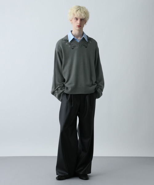 HARE（ハレ）の「シシュウVネックニットプルオーバー(HARE)（ニット/セーター・メンズ・グレー/ブルー/ブラック・FREE）」の21枚目の写真