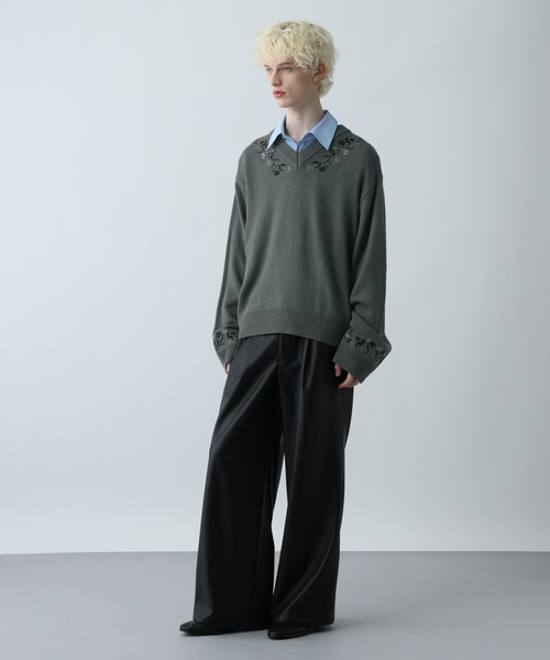 HARE（ハレ）の「シシュウVネックニットプルオーバー(HARE)（ニット/セーター・メンズ・グレー/ブルー/ブラック・FREE）」の22枚目の写真