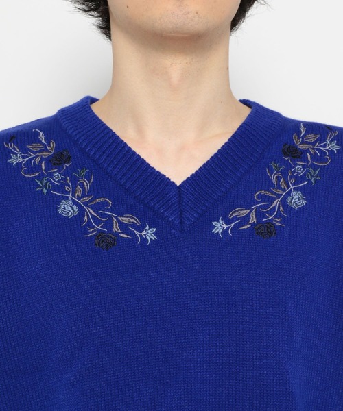 HARE（ハレ）の「シシュウVネックニットプルオーバー(HARE)（ニット/セーター・メンズ・グレー/ブルー/ブラック・FREE）」の9枚目の写真