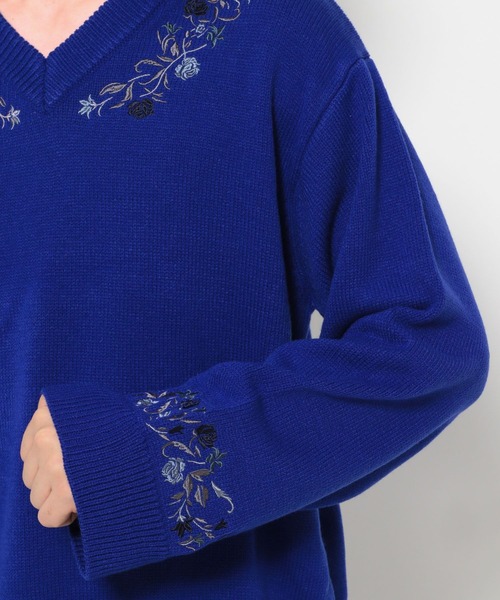 HARE（ハレ）の「シシュウVネックニットプルオーバー(HARE)（ニット/セーター・メンズ・グレー/ブルー/ブラック・FREE）」の11枚目の写真