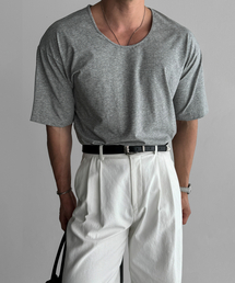 BOWLOW PRODUCT（バウロープロダクト）の「Cotton U-neck T-shirt [Gray]（Tシャツ/カットソー）」