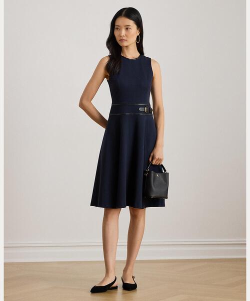 LAUREN RALPH LAUREN ヘリンボーン ジャカード ドレス バックルトリム ヘリンボーン ジャカード ドレス（ワンピース