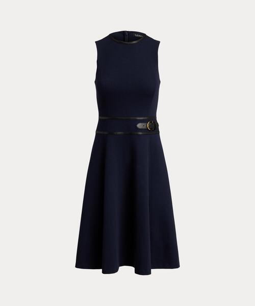 LAUREN RALPH LAUREN ヘリンボーン ジャカード ドレス バックルトリム ヘリンボーン ジャカード ドレス（ワンピース
