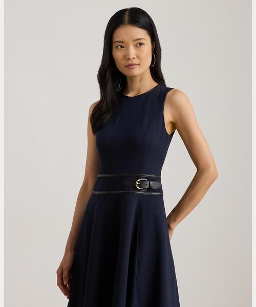 LAUREN RALPH LAUREN ヘリンボーン ジャカード ドレス バックルトリム ヘリンボーン ジャカード ドレス（ワンピース