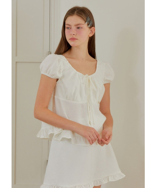 ANOETIC(アノエティック)の「VOLUME SLEEVE RIBBON BLOUSE_WHITE(シャツ/ブラウス・レディース・ホワイト・FREE)」の2枚目の写真