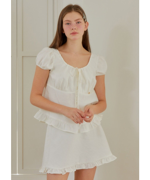 ANOETIC(アノエティック)の「VOLUME SLEEVE RIBBON BLOUSE_WHITE(シャツ/ブラウス・レディース・ホワイト・FREE)」の3枚目の写真