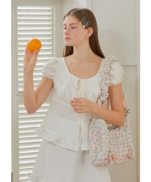 ANOETIC(アノエティック)の「VOLUME SLEEVE RIBBON BLOUSE_WHITE(シャツ/ブラウス・レディース・ホワイト・FREE)」の4枚目の写真