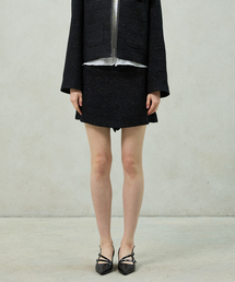 AGLOW TWEED SKIRT PANTS / BLACK