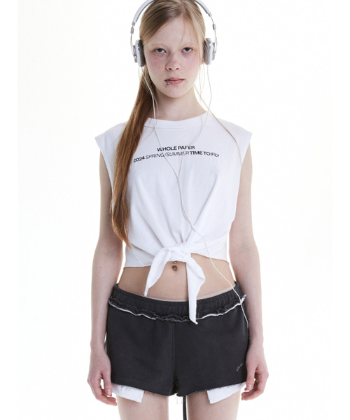 WHOLE PAPER(ホールペーパー)の「タイスリーブレス(ホワイト)(Tシャツ/カットソー・レディース・その他・ONE)」の1枚目の写真