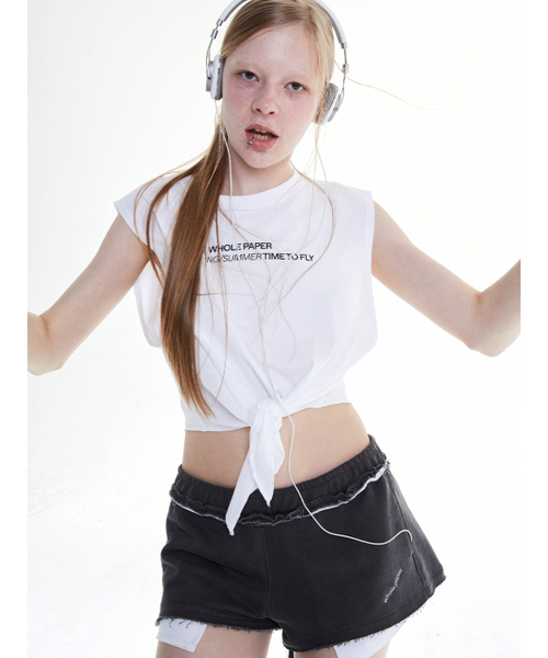 WHOLE PAPER(ホールペーパー)の「タイスリーブレス(ホワイト)(Tシャツ/カットソー・レディース・その他・ONE)」の4枚目の写真