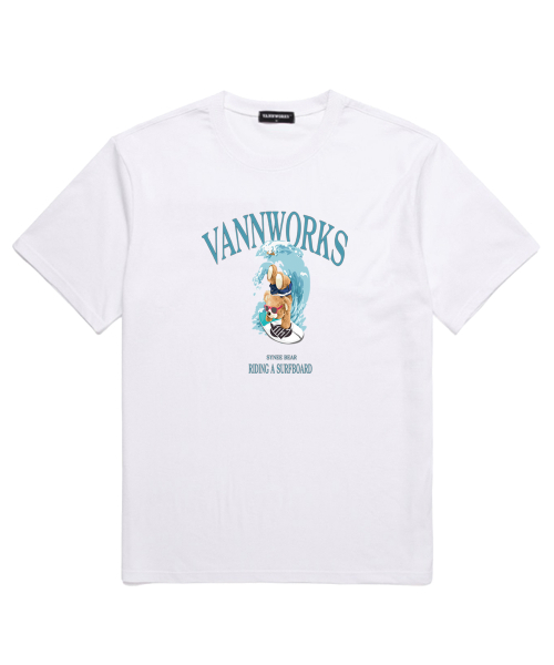VANNWORKS(バンワークス)の「SURF BOARD BEAR オーバーサイズ 半袖Tシャツ (VNDTS206) ホワイト(Tシャツ/カットソー・レディース・その他・LARGE/MEDIUM/SMALL/X-LARGE/XX-LARGE)」の1枚目の写真