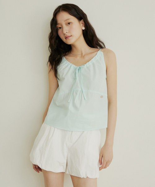 ADAUL（アダウル）の「Tunnel string sleeveless blouse - mint（シャツ/ブラウス・レディース・ミント・FREE）」の2枚目の写真