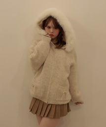M DOLLY（エムドリー）の「fur ribbon solina knit jacket/ファーリボンソリナニットジャケット（その他アウター）」