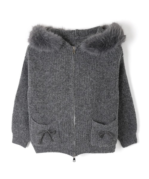 M DOLLY(エムドリー)の「fur ribbon solina knit jacket/ファーリボンソリナニットジャケット(その他アウター・レディース・グレー/ベージュ・FREE)」の14枚目の写真