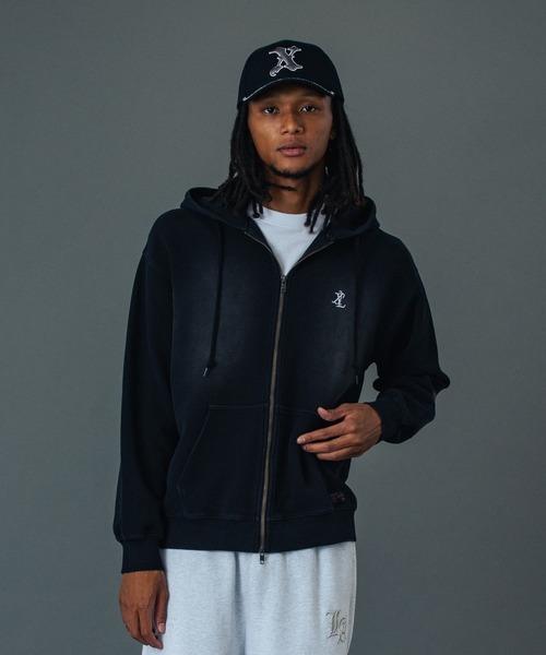 FADED WAFFLE ZIP UP HOODED SWEATSHIRT（パーカー）｜XLARGE