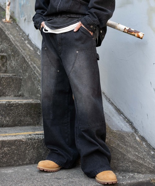 WEGO（ウィゴー）の「WEGO/【26年春夏新作】ワーカーズダブルニーデニムパンツ（デニムパンツ・メンズ・ブラック系3/コバルトブルー・MEDIUM/LARGE）」の3枚目の写真