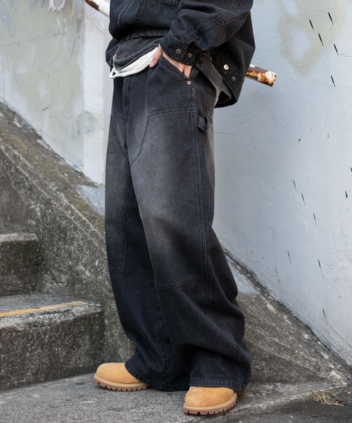 WEGO（ウィゴー）の「WEGO/【26年春夏新作】ワーカーズダブルニーデニムパンツ（デニムパンツ・メンズ・ブラック系3/コバルトブルー・MEDIUM/LARGE）」の4枚目の写真