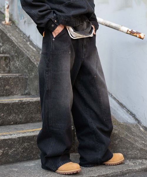WEGO（ウィゴー）の「WEGO/【26年春夏新作】ワーカーズダブルニーデニムパンツ（デニムパンツ・メンズ・ブラック系3/コバルトブルー・MEDIUM/LARGE）」の7枚目の写真