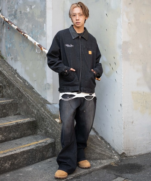 WEGO（ウィゴー）の「WEGO/【26年春夏新作】ワーカーズダブルニーデニムパンツ（デニムパンツ・メンズ・ブラック系3/コバルトブルー・MEDIUM/LARGE）」の11枚目の写真