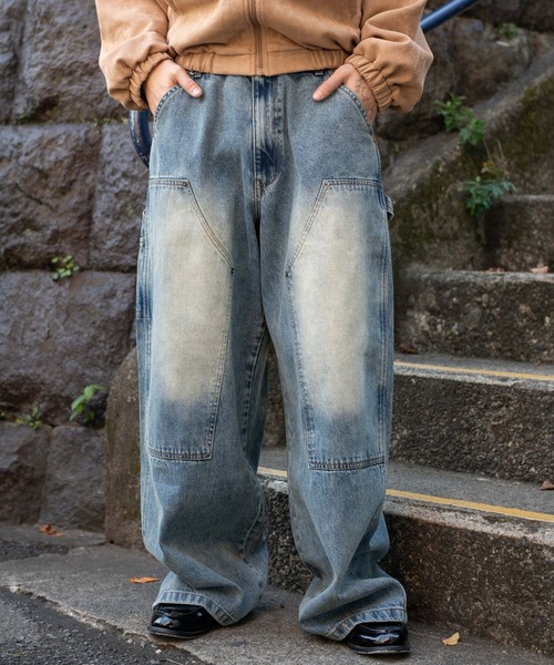 WEGO（ウィゴー）の「WEGO/【26年春夏新作】ワーカーズダブルニーデニムパンツ（デニムパンツ・メンズ・ブラック系3/コバルトブルー・MEDIUM/LARGE）」の14枚目の写真