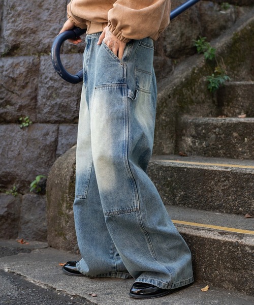 WEGO（ウィゴー）の「WEGO/【26年春夏新作】ワーカーズダブルニーデニムパンツ（デニムパンツ・メンズ・ブラック系3/コバルトブルー・MEDIUM/LARGE）」の17枚目の写真