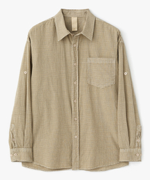 COFWI（コフウィー）の「ベルタチェックピグメントロールアップシャツライトベージュ（シャツ/ブラウス）」