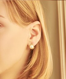 18K, シルバー925 ボタンパールイヤリング