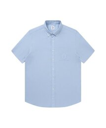 SOLEW（ソル）の「テンセルリネンエンブレム刺繍半袖シャツ_スカイブルー（シャツ/ブラウス）」