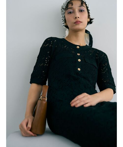 LAGUNAMOON（ラグナムーン）の「パターンニッティングフロントボタンワンピース（ワンピース・レディース・ブラック/ホワイト・SMALL/MEDIUM）」の10枚目の写真