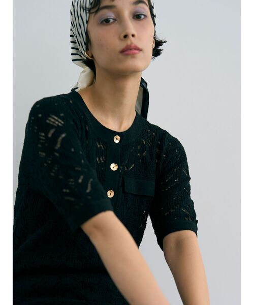 LAGUNAMOON（ラグナムーン）の「パターンニッティングフロントボタンワンピース（ワンピース・レディース・ブラック/ホワイト・SMALL/MEDIUM）」の11枚目の写真