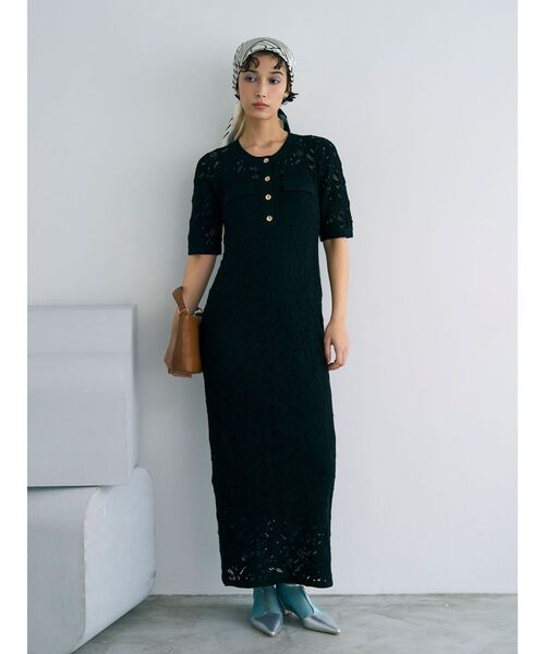 LAGUNAMOON（ラグナムーン）の「パターンニッティングフロントボタンワンピース（ワンピース・レディース・ブラック/ホワイト・SMALL/MEDIUM）」の13枚目の写真