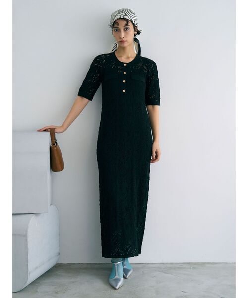 LAGUNAMOON（ラグナムーン）の「パターンニッティングフロントボタンワンピース（ワンピース・レディース・ブラック/ホワイト・SMALL/MEDIUM）」の14枚目の写真