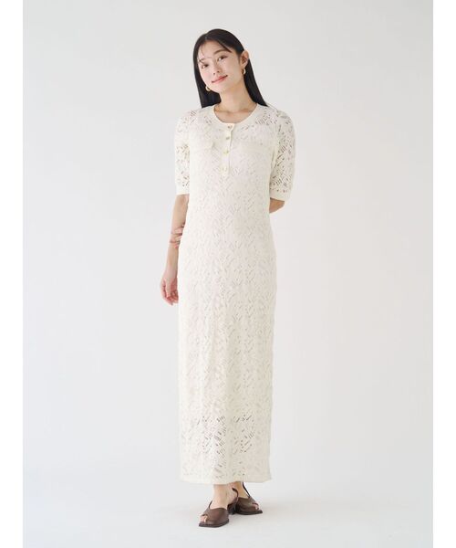 LAGUNAMOON（ラグナムーン）の「パターンニッティングフロントボタンワンピース（ワンピース・レディース・ブラック/ホワイト・SMALL/MEDIUM）」の17枚目の写真