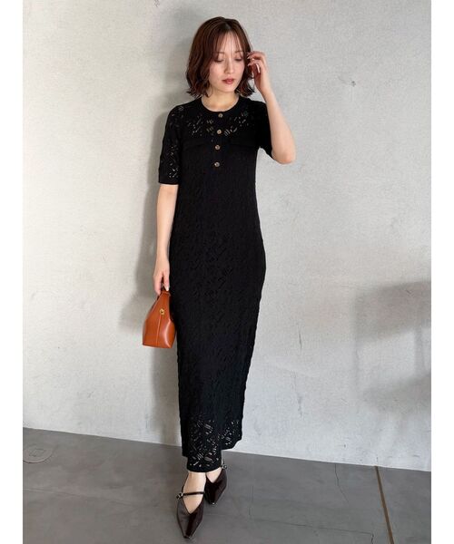 LAGUNAMOON（ラグナムーン）の「パターンニッティングフロントボタンワンピース（ワンピース・レディース・ブラック/ホワイト・SMALL/MEDIUM）」の22枚目の写真