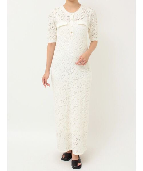 LAGUNAMOON（ラグナムーン）の「パターンニッティングフロントボタンワンピース（ワンピース・レディース・ブラック/ホワイト・SMALL/MEDIUM）」の7枚目の写真