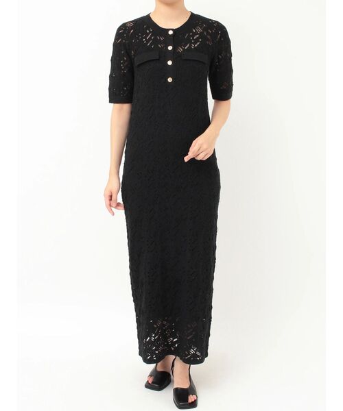 LAGUNAMOON（ラグナムーン）の「パターンニッティングフロントボタンワンピース（ワンピース・レディース・ブラック/ホワイト・SMALL/MEDIUM）」の8枚目の写真