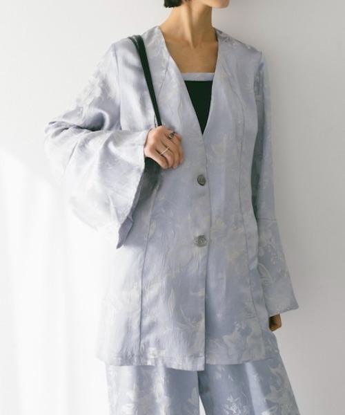 Satin Jacquard Jacket（ノーカラージャケット）｜sahara（サハラ）の