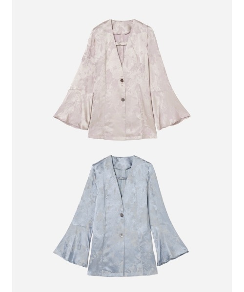 sahara（サハラ）の「Satin Jacquard Jacket/サテンジャガードジャケット（ノーカラージャケット・レディース・ライトブルー/パープル・FREE）」の18枚目の写真