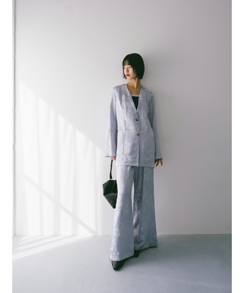 sahara（サハラ）の「Satin Jacquard Jacket/サテンジャガードジャケット（ノーカラージャケット・レディース・ライトブルー/パープル・FREE）」の10枚目の写真