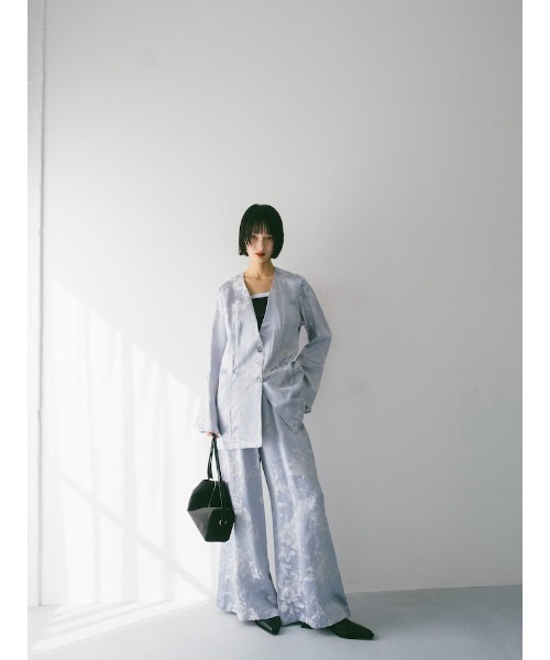 sahara（サハラ）の「Satin Jacquard Jacket/サテンジャガードジャケット（ノーカラージャケット・レディース・ライトブルー/パープル・FREE）」の12枚目の写真