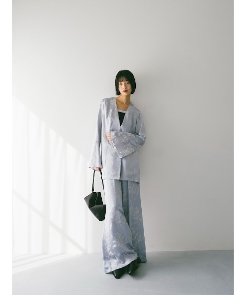 sahara（サハラ）の「Satin Jacquard Jacket/サテンジャガードジャケット（ノーカラージャケット・レディース・ライトブルー/パープル・FREE）」の13枚目の写真