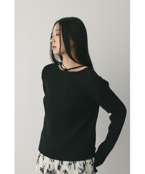 STYLEMIXER(スタイルミキサー)の「レースアップリブニットトップ(ニット/セーター・レディース・オレンジ/アイボリー/ブラック・FREE)」の19枚目の写真