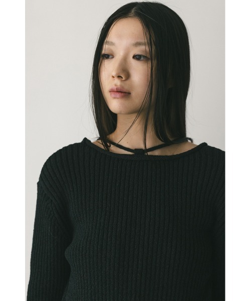 STYLEMIXER(スタイルミキサー)の「レースアップリブニットトップ(ニット/セーター・レディース・オレンジ/アイボリー/ブラック・FREE)」の20枚目の写真