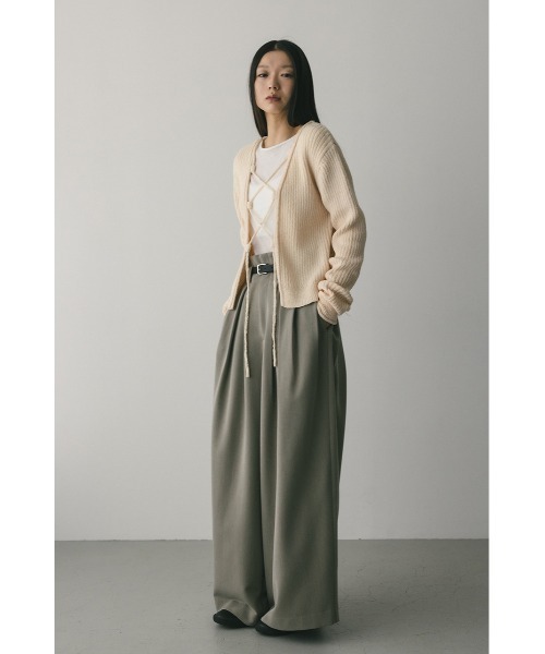 STYLEMIXER(スタイルミキサー)の「レースアップリブニットトップ(ニット/セーター・レディース・オレンジ/アイボリー/ブラック・FREE)」の5枚目の写真